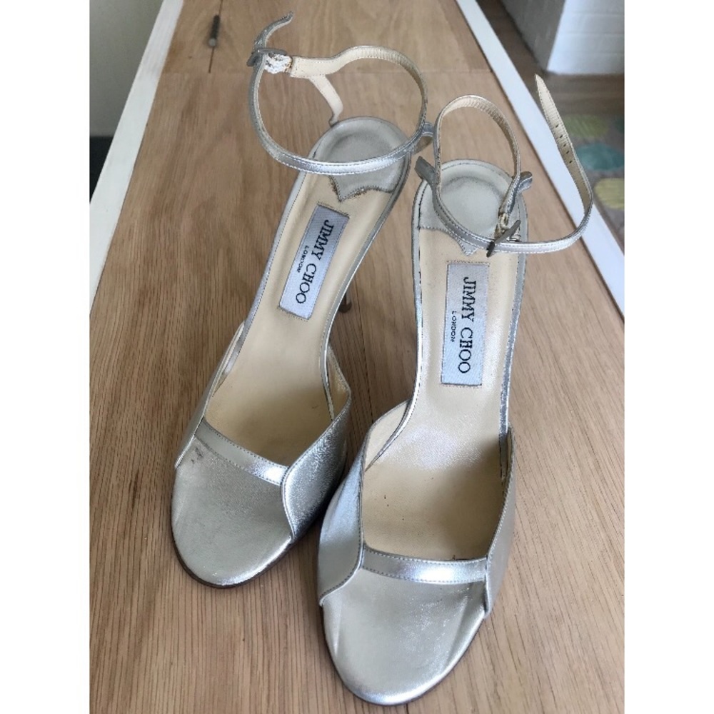 Jimmy Choo Silver Strappy Heels size 9